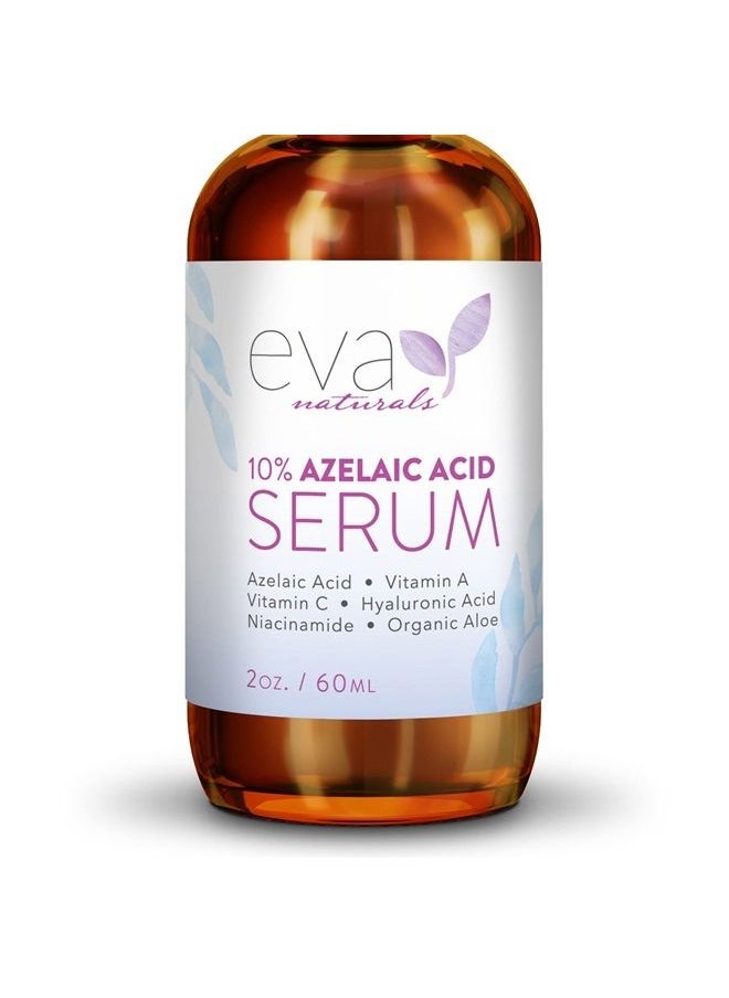 Eva Naturals مصل الوجه بحمض الأزيليك 10%، 2 أونصة، حمض الهيالورونيك لتفتيح البشرة والنياسيناميد، تخفيف الاحمرار، إزالة البقع الداكنة وإصلاحها  - Image 1