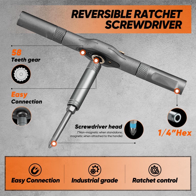 Saker 42 in 1 Magnetic Screwdriver Set, Multi Bit Free Combination Ratchet Screwdriver Set Portable Repair Tool Kit for Gifts Furniture, Computer, Bicycle and DIY Grey - Image 3