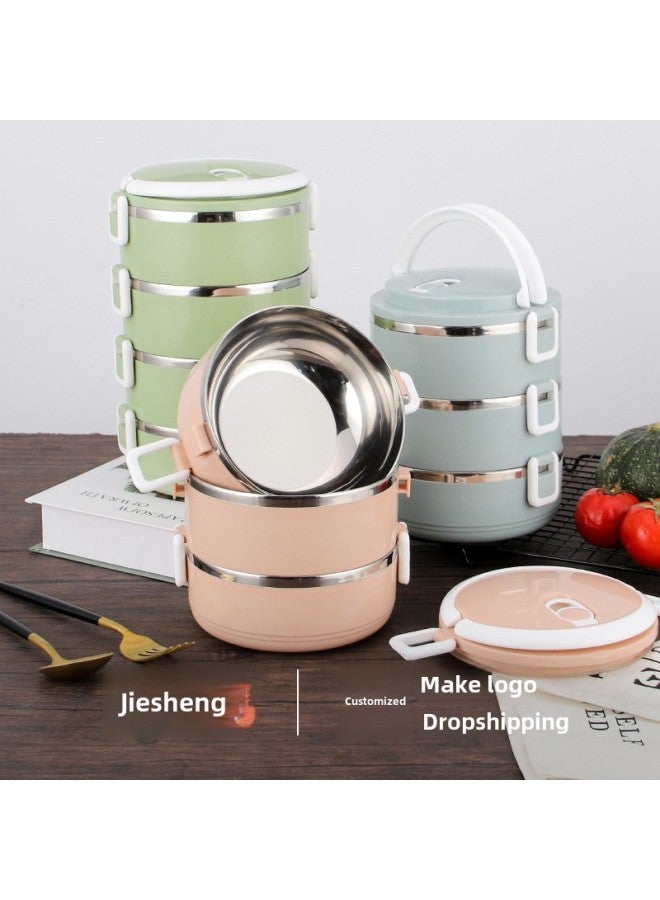 Factory Wholesale Stainless Steel Lunch Box Insulated Lunch Box Student Multi-layer Round Large Capacity Lunch Box Printing LOGO-Specifications:Nordic Gradient-Color:Three Layers [without Color Box]] - Image 3
