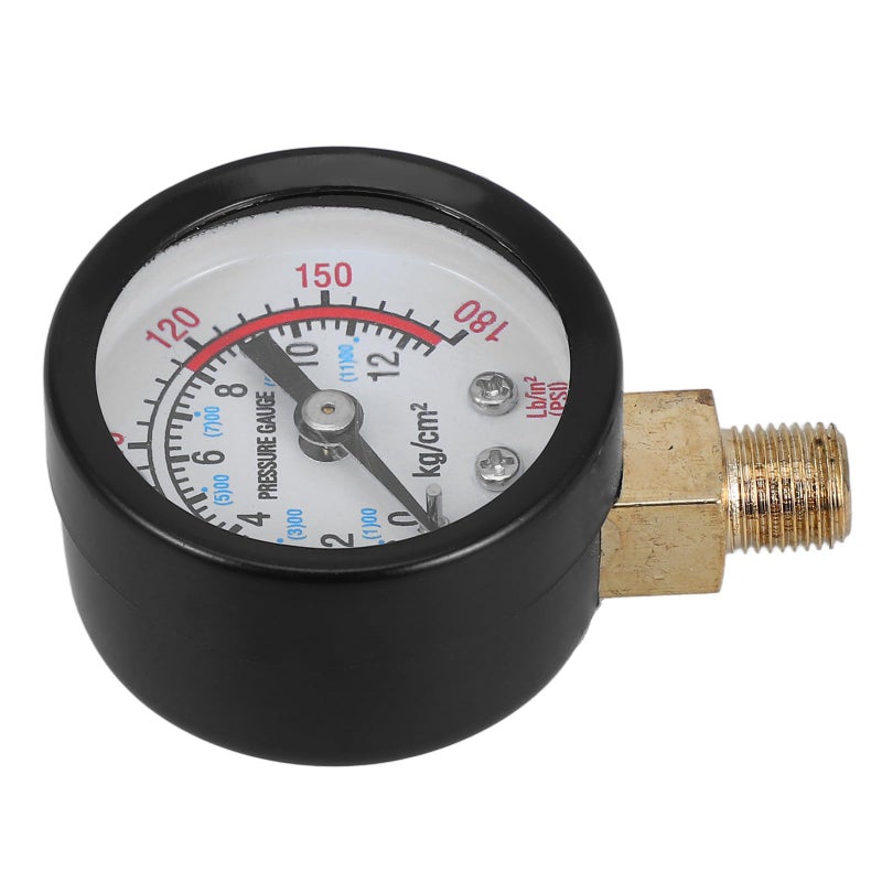 Vertical Radial Liquid Filled Pressure Gauge 0 12 Kg With Brass Fittings For Air Compressors - Image 2