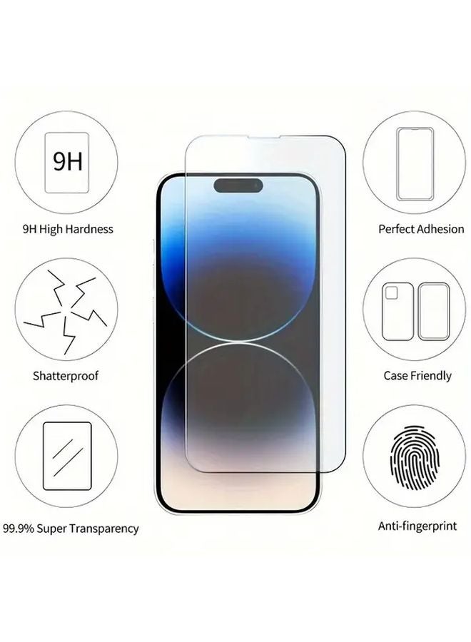 3Pcs Tempered Glass Screen Protector for iPhone 16 Plus Scratch Resistant Anti Fingerprint - Image 3