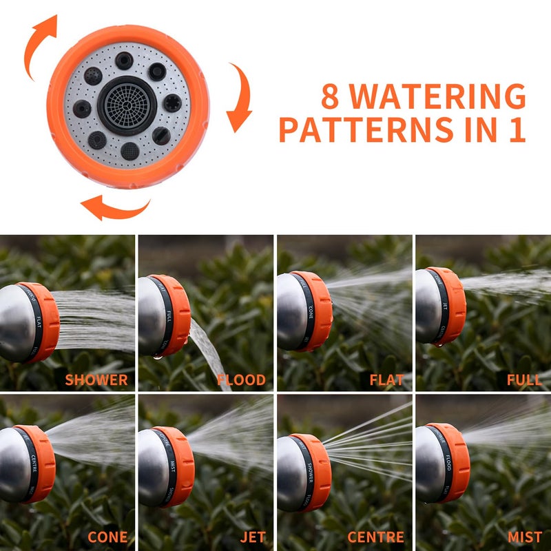 Hongmai Garden Hose Nozzle,8 Patterns Hose Sprayer High Pressure,Heavy Duty Dog Wash,Metal Water Hose Nozzle with Soap Dispenser,Car Wash Foam Gun - Image 4