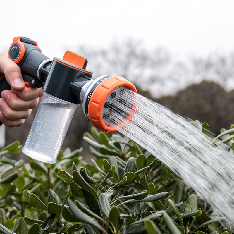 Hongmai Garden Hose Nozzle,8 Patterns Hose Sprayer High Pressure,Heavy Duty Dog Wash,Metal Water Hose Nozzle with Soap Dispenser,Car Wash Foam Gun - Image 3
