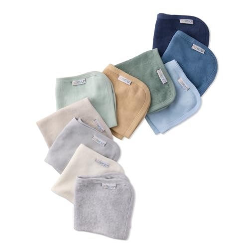 Butterblu River 10Pack Baby Terry Washcloths 100 Organic Cotton Absorbent for Baby and Toddler Boys Girls Seafoam Terra Rainbow One Size - Image 1