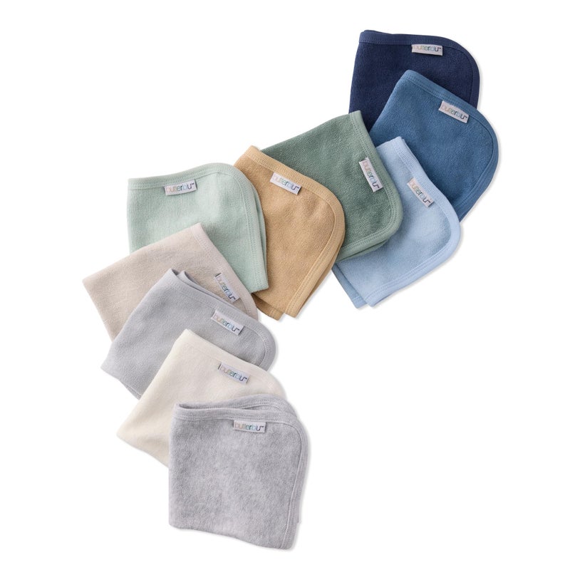 Butterblu River 10Pack Baby Terry Washcloths 100 Organic Cotton Absorbent for Baby and Toddler Boys Girls Seafoam Terra Rainbow One Size - Image 2