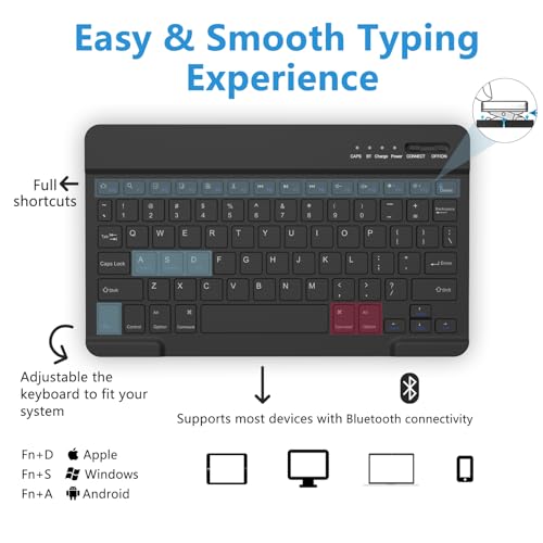 MMK for iPad Air 11 inch Case with Keyboard (M3 2025 / M2 2024) & iPad Air 5/4th Gen (2020/2022) & iPad Pro 11" 2018-2022, Detachable Bluetooth Keyboard Cover with Pencil Holder | Black - Image 3
