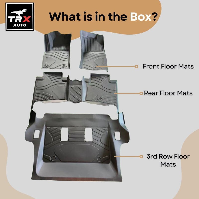 TRX AUTO 3D Car Floor Mats For Toyota Fortuner 2016 To 2025 Set Of 4 | With All Weather Protection | Black TPE Car Floor Mats | Accessories For Toyota Fortuner | - Image 3