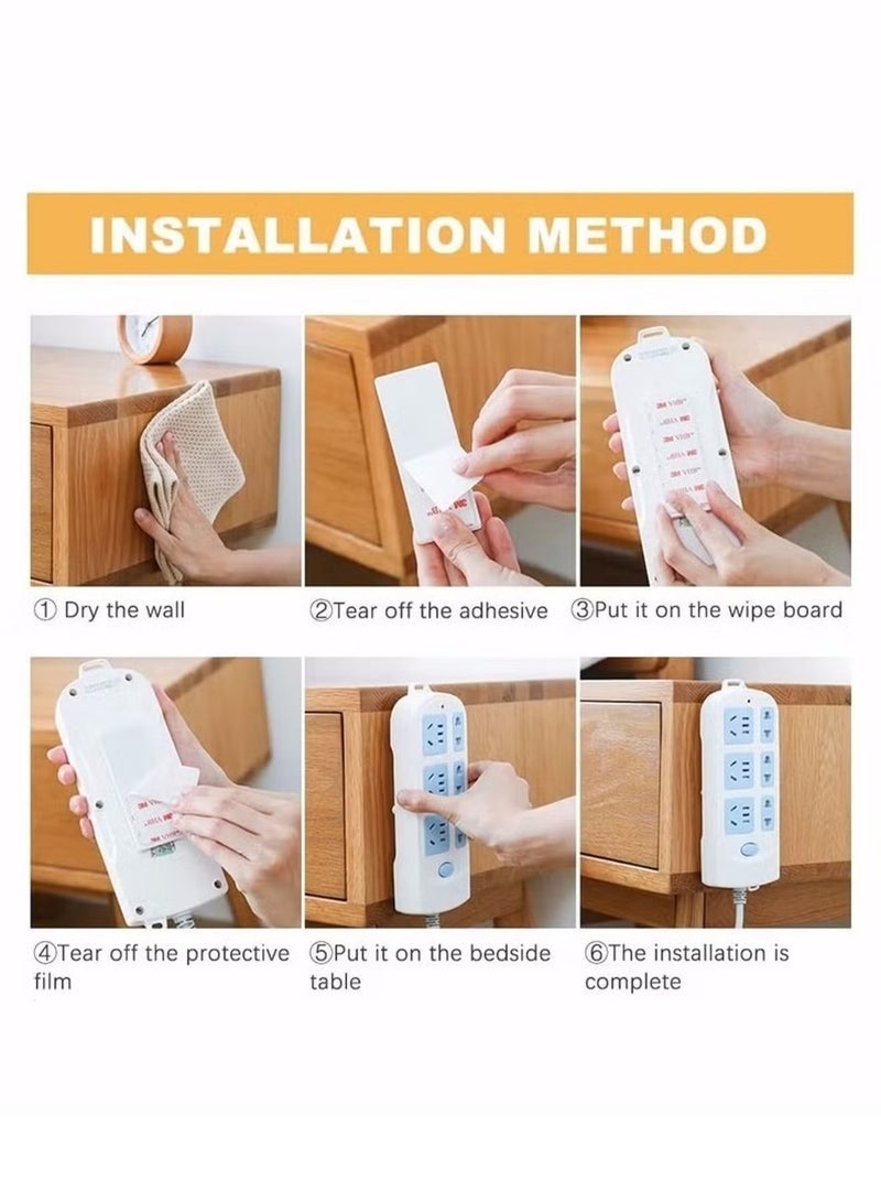 4PCS Self-Adhesive Power Strip Holder Set – Heavy Duty Wall Mount Brackets for Power Strips, Surge Protectors, Extension Boards, WiFi Routers, Remote Controls, Tissue Boxes, Picture Frames, LED Lights, Storage Boxes & Lightweight Devices, Waterproof Punch-Free Organizer for Home, Office, Kitchen & Bedroom - Multicolor - Image 2