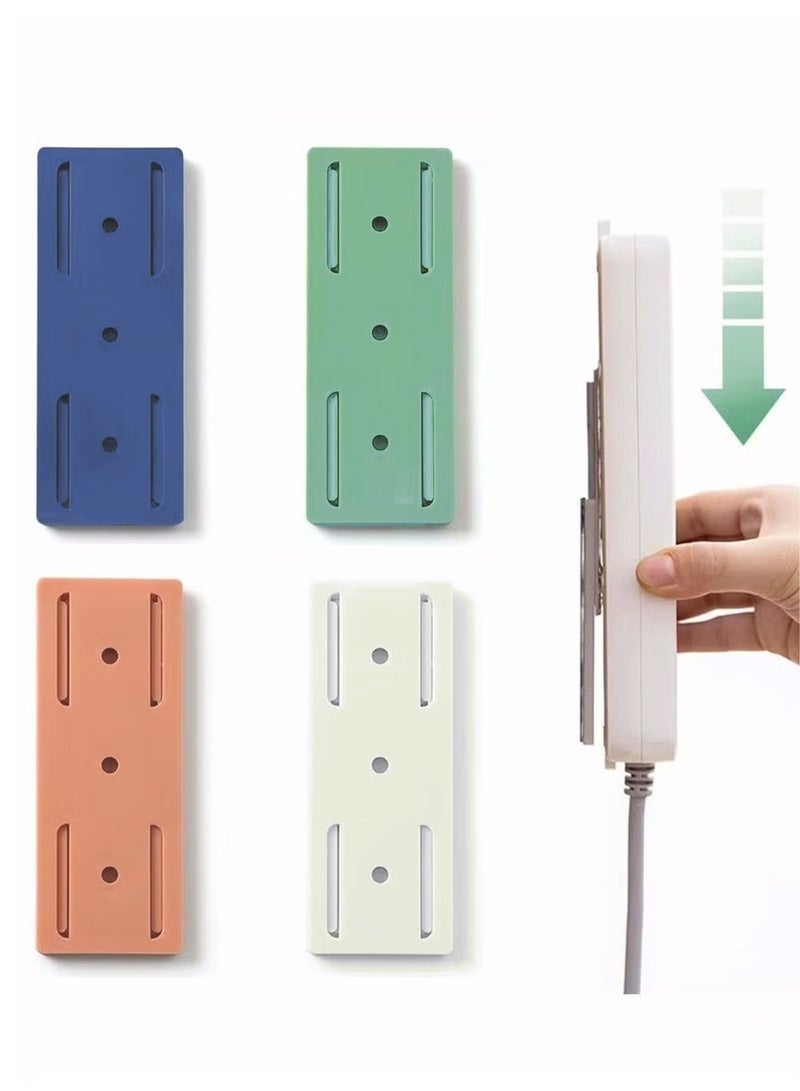 4PCS Self-Adhesive Power Strip Holder Set – Heavy Duty Wall Mount Brackets for Power Strips, Surge Protectors, Extension Boards, WiFi Routers, Remote Controls, Tissue Boxes, Picture Frames, LED Lights, Storage Boxes & Lightweight Devices, Waterproof Punch-Free Organizer for Home, Office, Kitchen & Bedroom - Multicolor - Image 1