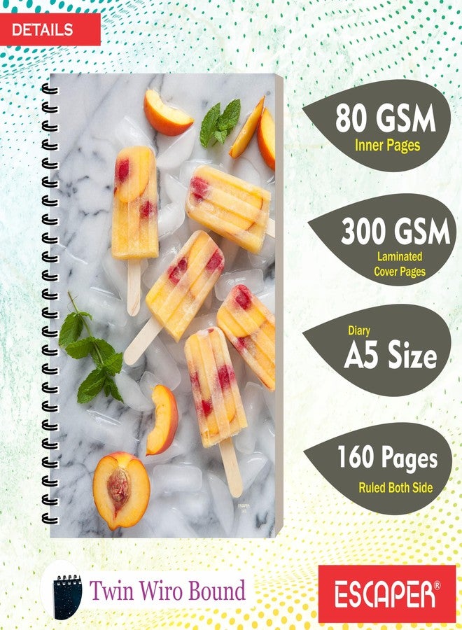 ESCAPER Ice Cream Design Diary, A5 Size, 160 Ruled Smooth Pages, Spiral Notebook For Writing, Bakery Food Stationary Notepad, Ideal For Professionals, Students, Gifts, Personal & Office (1, Ice cream) - Image 2