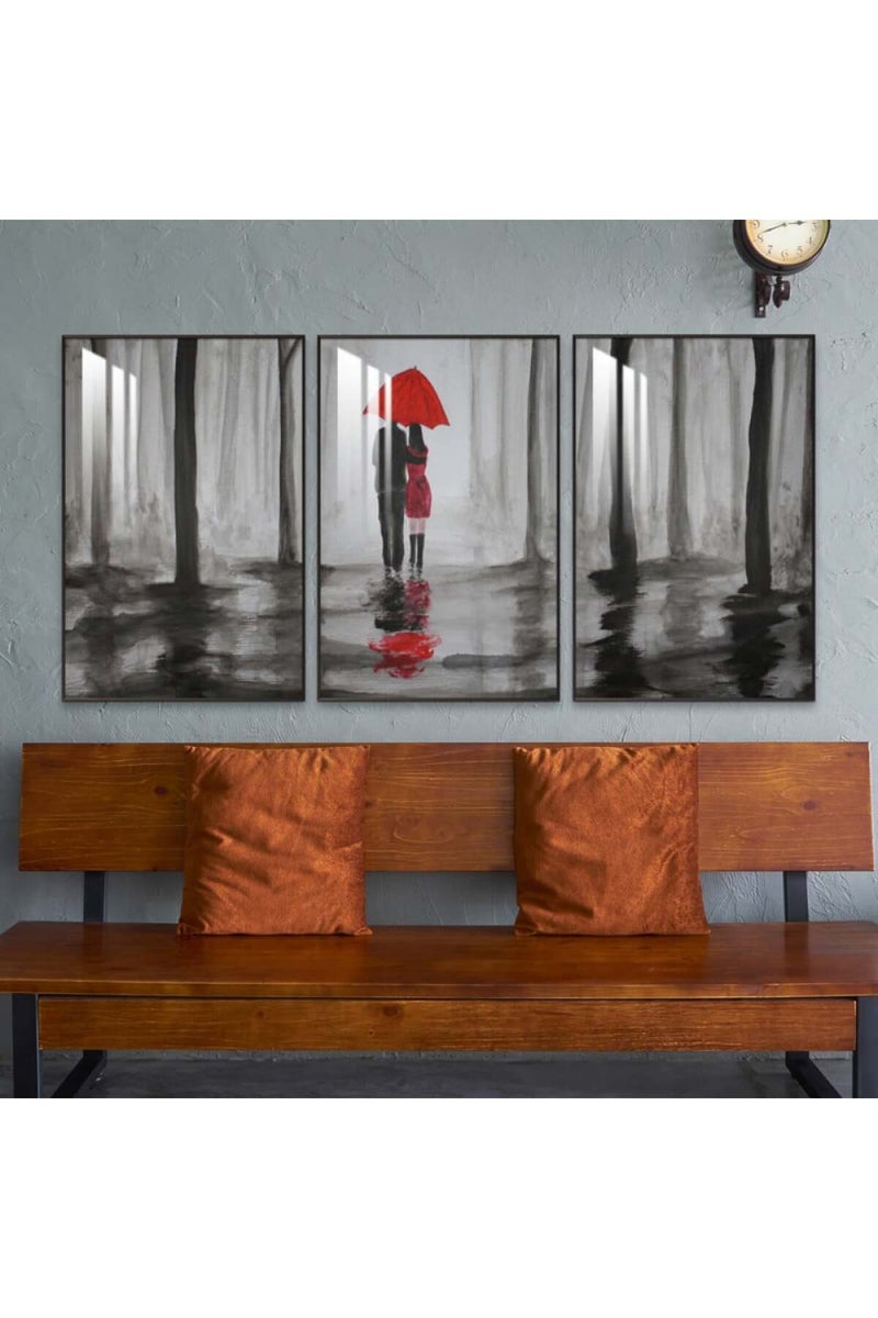 ماركتنا ثلاث لوحات جدارية خشبية بإطار وطبقة أكريليك شفافة - Image 1