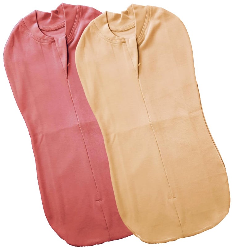 MammaChamp POD Zipper Swaddle Sleeping Bag Blankets Wrap Sack for Newborn Infant Baby 0-3 Months (Pack-of 2) (Biscuit+Brown) - Image 1