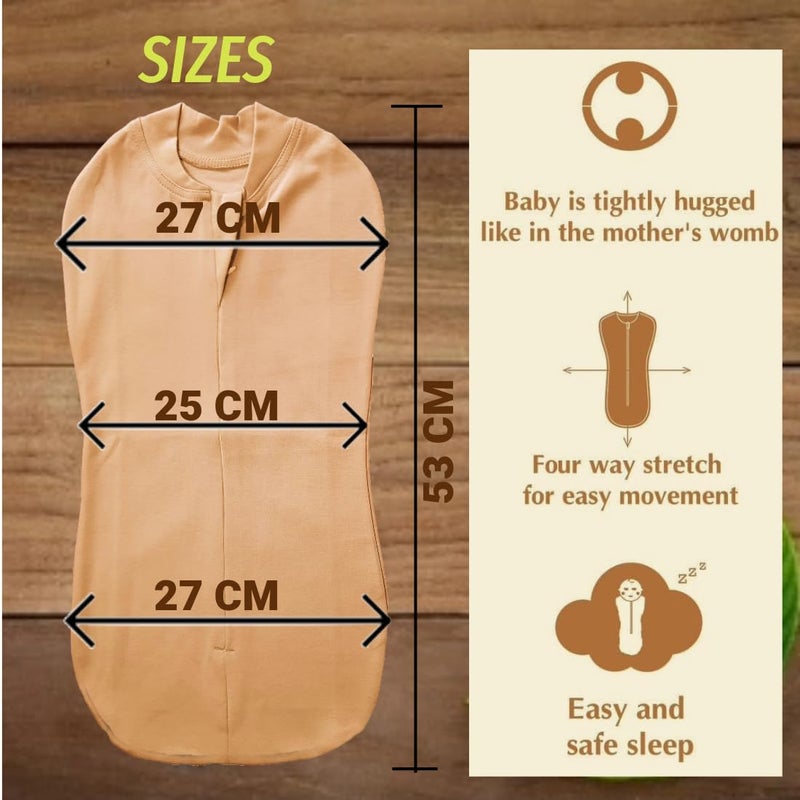 MammaChamp POD Zipper Swaddle Sleeping Bag Blankets Wrap Sack for Newborn Infant Baby 0-3 Months (Pack-of 2) (Biscuit+Brown) - Image 3