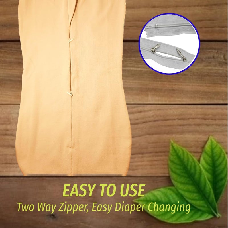 MammaChamp POD Zipper Swaddle Sleeping Bag Blankets Wrap Sack for Newborn Infant Baby 0-3 Months (Pack-of 2) (Biscuit+Brown) - Image 5