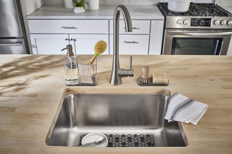 Spectrum Diversified Hexa Raised Feet Quick-Drying Heavy-Duty Protector with Non-Slip Surface, Large Farmhouse Sink Mat, Frost/Gray - Image 5