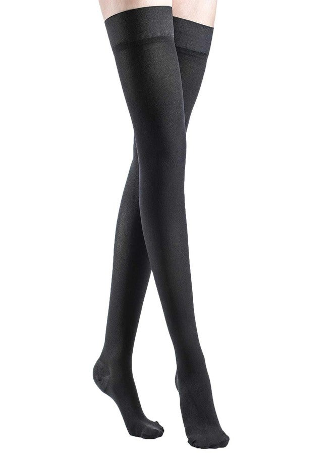 Sigvaris Dynaven 971 15-20 Women's Closed Toe Thigh High Compression Stockings w/Grip Top Black ML - Image 1