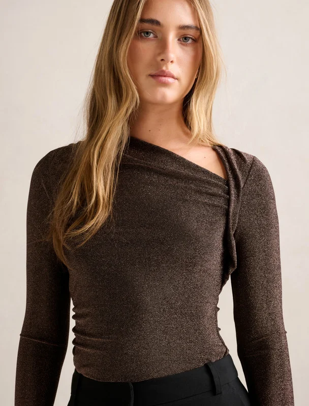 فورايفر نيو Roma Glitter Asym Neck Top