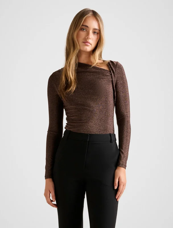 فورايفر نيو Roma Glitter Asym Neck Top