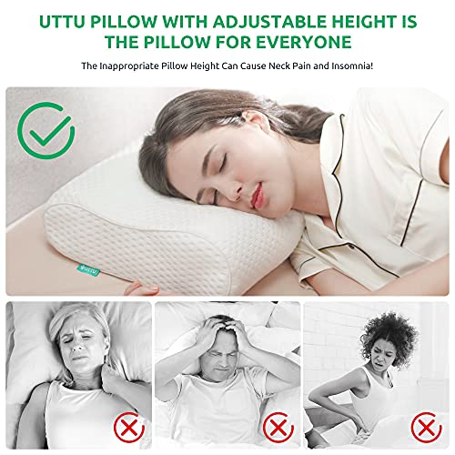 UTTU Cervical Pillow for Neck Strain Relief, Memory Foam Neck Pillow for Sleeping, Adjustable Orthopedic Sandwich Pillow, Contour Cooling for Side Back Stomach Sleeper, Medium(23.6"×14"×5.2"/4.5") - Image 2