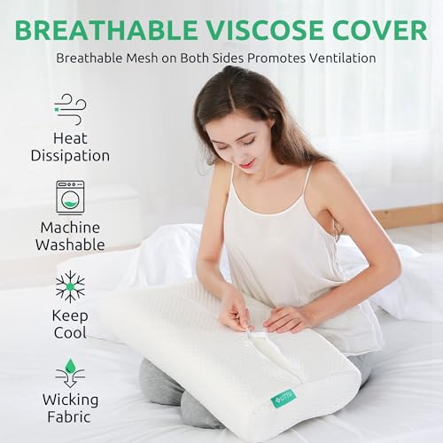 UTTU Cervical Pillow for Neck Strain Relief, Memory Foam Neck Pillow for Sleeping, Adjustable Orthopedic Sandwich Pillow, Contour Cooling for Side Back Stomach Sleeper, Medium(23.6"×14"×5.2"/4.5") - Image 5
