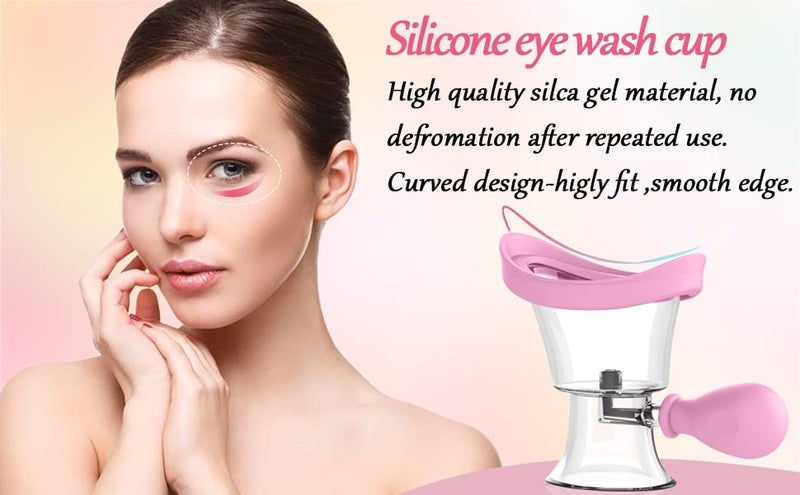 Ndola Eye Wash Cup Eye Wash Bath Kit Manual Silicone Eye Cup for Effective Eye Cleansing Transparent with Storage ContainerAir Pressure Eye Cleaning Cup - Image 5
