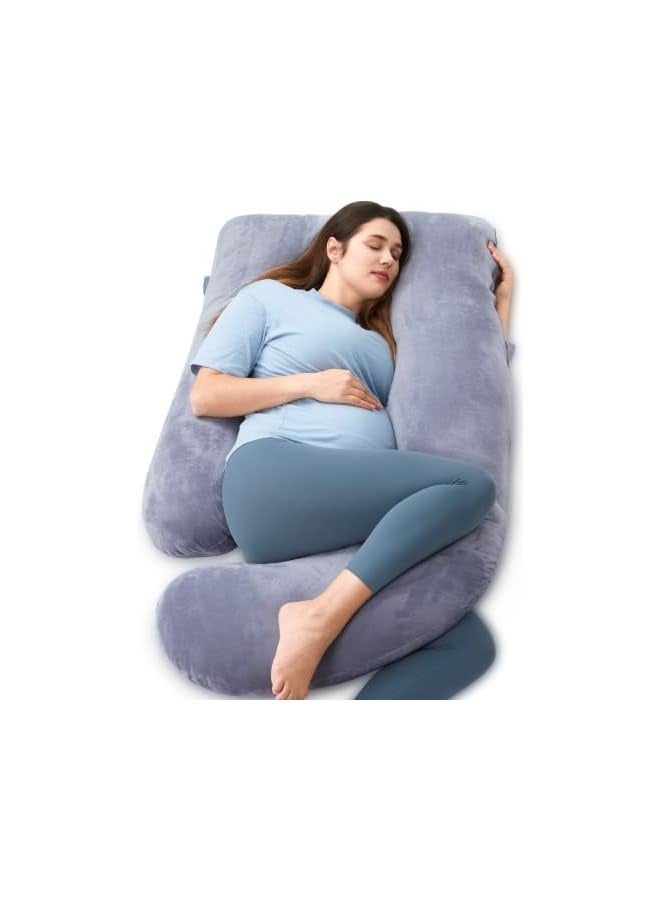 Pregnancy Pillows for Sleeping, U Shaped Full Body Maternity Pillow with Removable Cover - Support for Back, Legs, Belly, HIPS for Pregnant Women, 57 Inch Pregnancy Pillow for Women, Grey