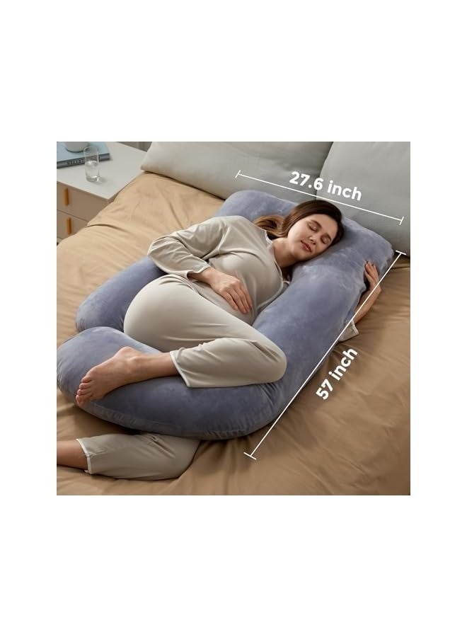 Pregnancy Pillows for Sleeping, U Shaped Full Body Maternity Pillow with Removable Cover - Support for Back, Legs, Belly, HIPS for Pregnant Women, 57 Inch Pregnancy Pillow for Women, Grey