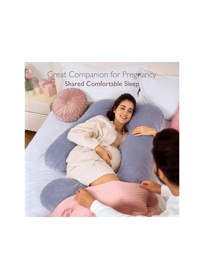Pregnancy Pillows for Sleeping, U Shaped Full Body Maternity Pillow with Removable Cover - Support for Back, Legs, Belly, HIPS for Pregnant Women, 57 Inch Pregnancy Pillow for Women, Grey
