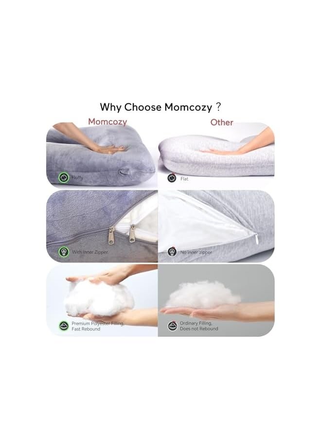 Pregnancy Pillows for Sleeping, U Shaped Full Body Maternity Pillow with Removable Cover - Support for Back, Legs, Belly, HIPS for Pregnant Women, 57 Inch Pregnancy Pillow for Women, Grey