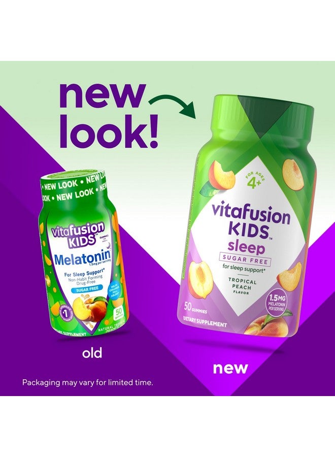 Vitafusion Kids Melatonin Gummy Supplements, Tropical Peach Flavored Sleep Support Supplements (1), 50 Count - Image 2