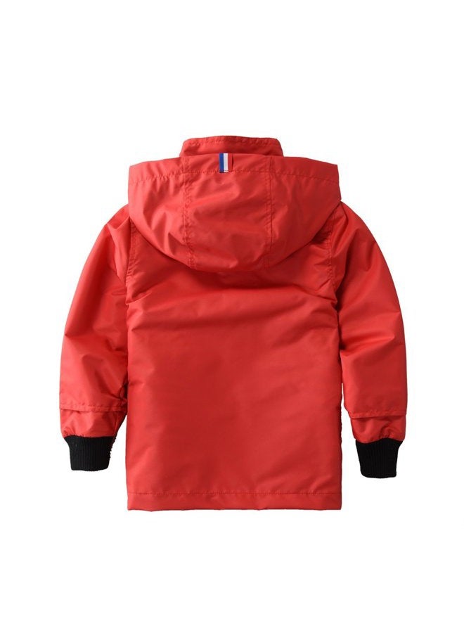 M2C Boys & Girls Raincoat Hooded Jacket Outdoor Light Windbreaker 3T Red - Image 2