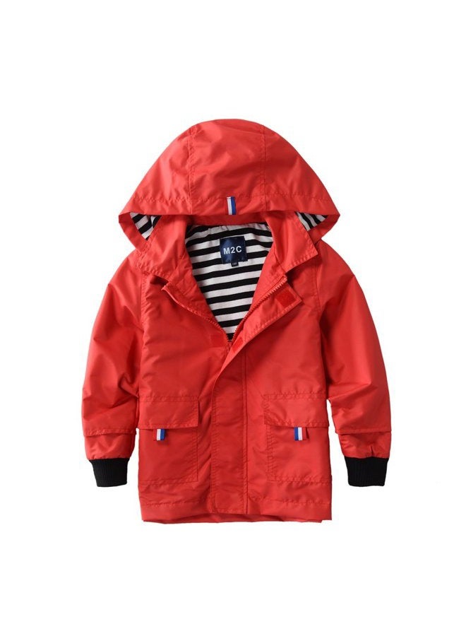 M2C Boys & Girls Raincoat Hooded Jacket Outdoor Light Windbreaker 3T Red - Image 1
