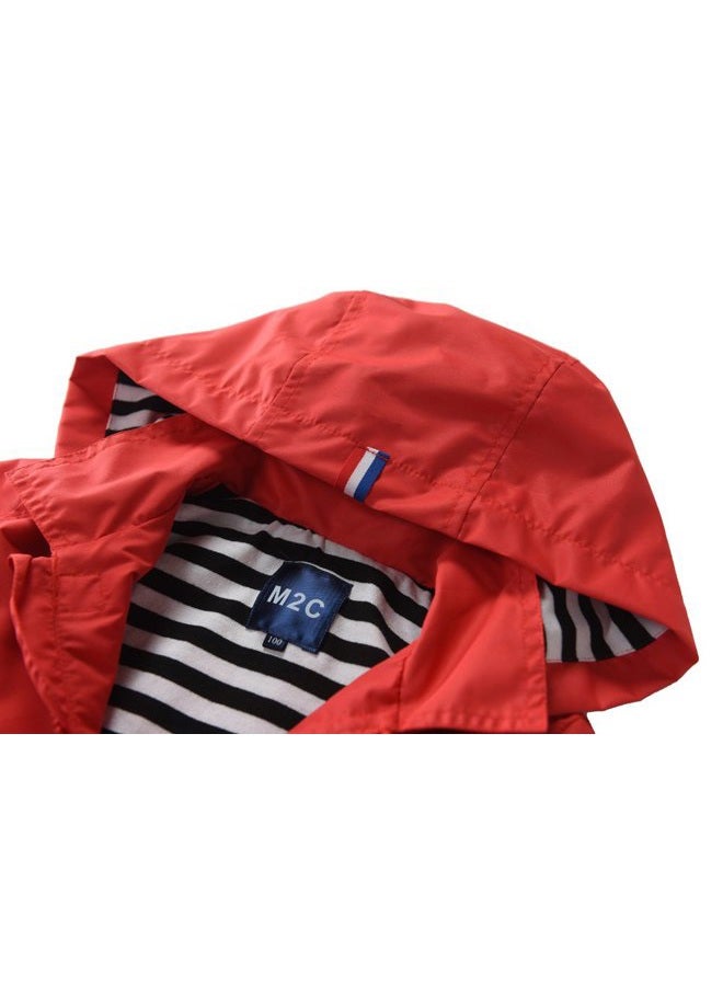 M2C Boys & Girls Raincoat Hooded Jacket Outdoor Light Windbreaker 3T Red - Image 4