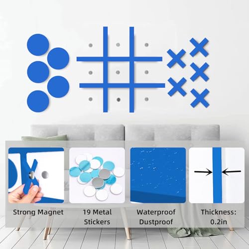 DUOLIYBC Magnetic Tic Tac Toe WallMount GameGame Room DecorHallway DecorPlayroom DecorModern Wall Decals for Kids RoomClassroomOfficesBest Gift for Family Friends Blue - Image 5