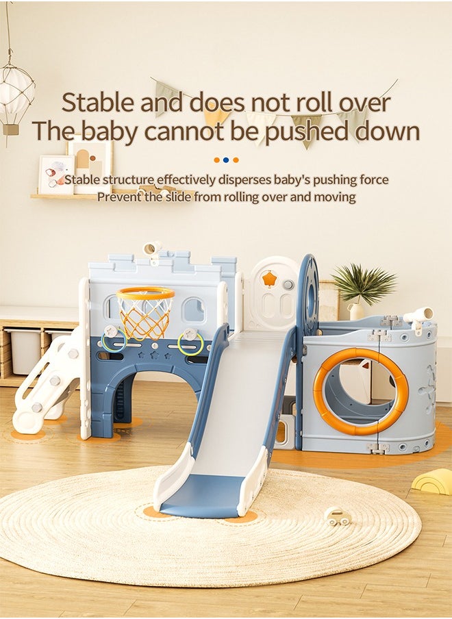Beauenty 10 in 1 Toddler Slide, Pirate Ship Design Kids Slide for Toddlers Age 1+, Toddler Play Climber Slide Playset with Basketball Hoop and Ball, Indoor Outdoor Toddler Slide Set (83.8" x 72.8")  - Image 5