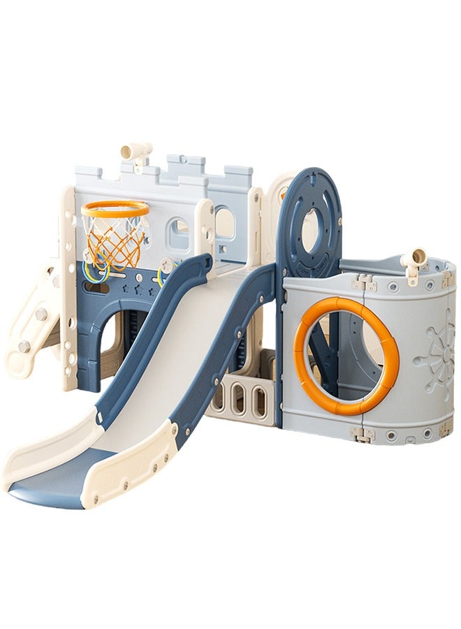 Beauenty 10 in 1 Toddler Slide, Pirate Ship Design Kids Slide for Toddlers Age 1+, Toddler Play Climber Slide Playset with Basketball Hoop and Ball, Indoor Outdoor Toddler Slide Set (83.8" x 72.8") - Image 1