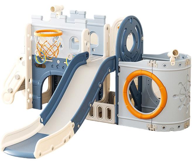 بيوينتي سبعة في واحد الشريحة الطفل ، مع مرور طويل كبير الشريحة الطفل ، المقصورة ، كرة السلة ، التلسكوب ، كرة القدم ، النفق ، مساحة التخزين ، والأطفال في الهواء الطلق في الأماكن المغلقة الشريحة لعبة آلة . - Image 1