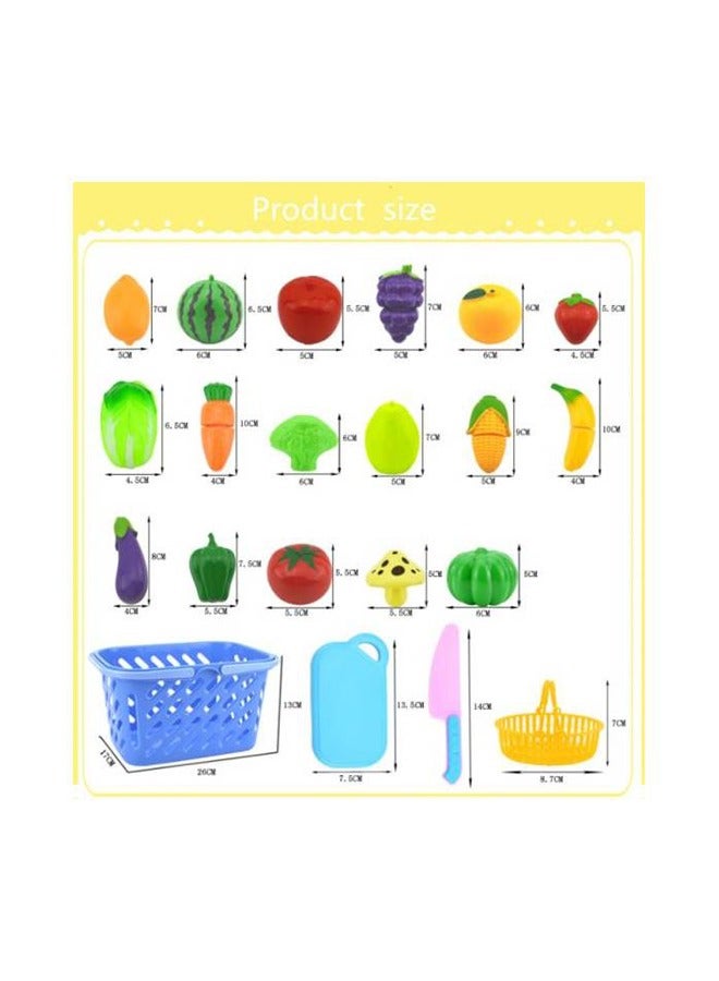 Portable Lightweight Compact Sturdy And Durable Pretend Fruit Vegetable Cutting Toy Play Set - Image 3
