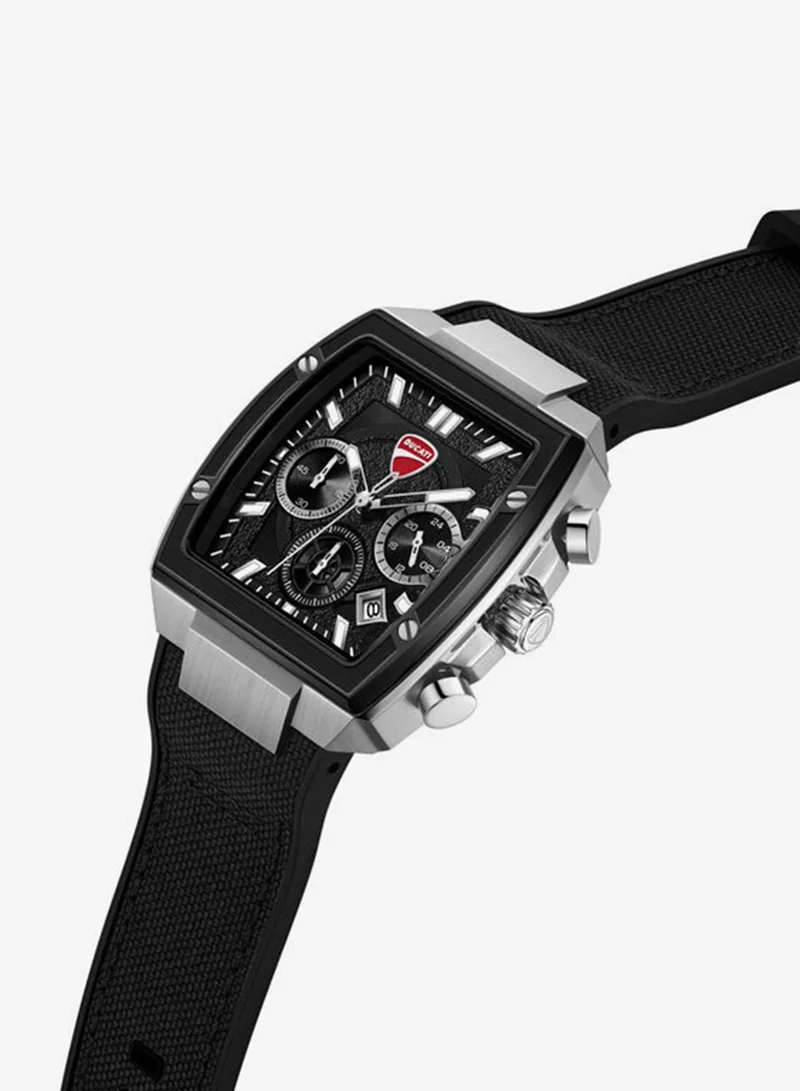 دوكاتي Force Black Dial, Silicone-Nylon Strap, Chronograph Watch for Men, 42mm