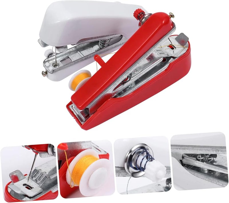 ماكينة خياطة يدوية حمراء صغيرة محمولة أداة يدوية للحرف لإصلاحات سريعة وتصليح سهل - Image 5