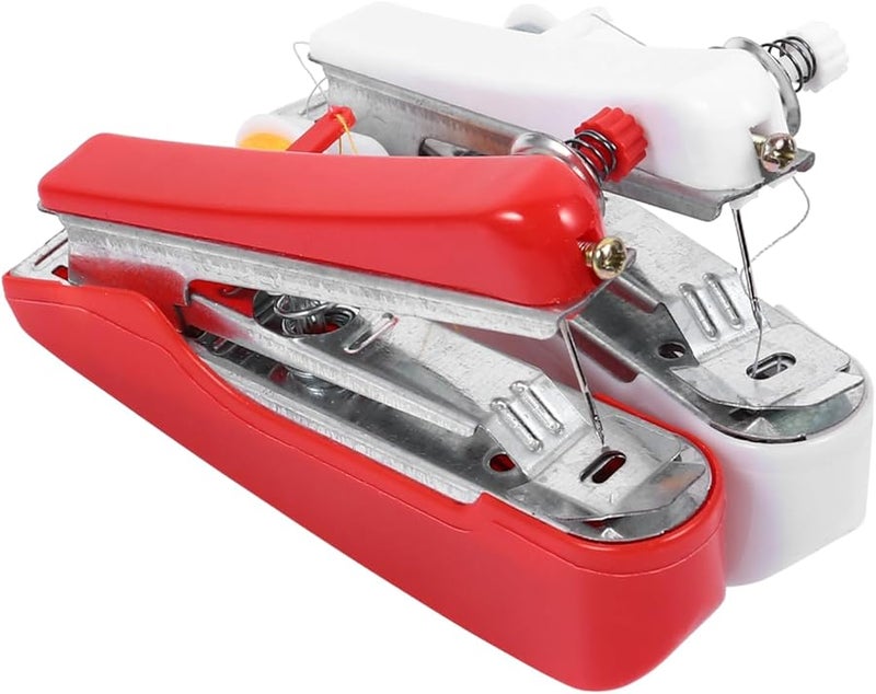 ماكينة خياطة يدوية حمراء صغيرة محمولة أداة يدوية للحرف لإصلاحات سريعة وتصليح سهل - Image 2