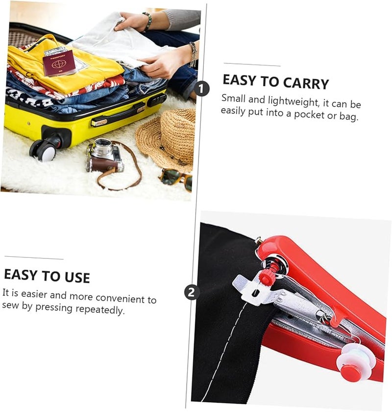 ماكينة خياطة يدوية حمراء صغيرة محمولة أداة يدوية للحرف لإصلاحات سريعة وتصليح سهل - Image 4