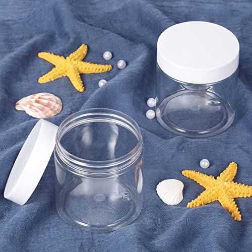 Satinior 6 Pack 8 oz Plastic Pot Jars Round Clear Leak Proof Plastic Cosmetic Container Jars with White Lids for Travel Storage Make Up, Eye Shadow, Nails, Powder, Paint, Jewelry(8 oz) - Image 5