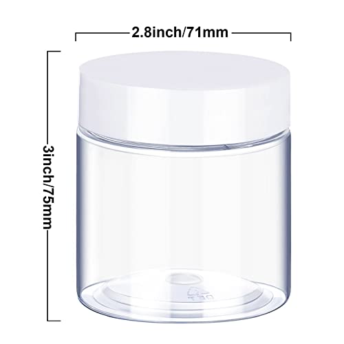 Satinior 6 Pack 8 oz Plastic Pot Jars Round Clear Leak Proof Plastic Cosmetic Container Jars with White Lids for Travel Storage Make Up, Eye Shadow, Nails, Powder, Paint, Jewelry(8 oz) - Image 2