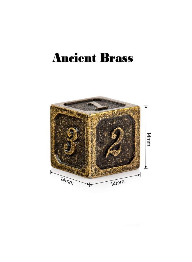 DNDND 6 Sided Dice Set 6 Pieces Ancient Brass D6 Metallic Dice With Free Black Velvet Bag For D&D Dnd Pathfinder Shadowrun Or Gurps - Image 3