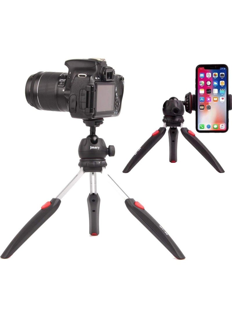 Jmary MT-35 - Table Top Mini Portable Fold-able Extendable Tripod Stand for Mobile Phones and DSLR & Digital Cameras - Coming with Universal Mobile Phone Holder (MT-35-BLK) - Image 1