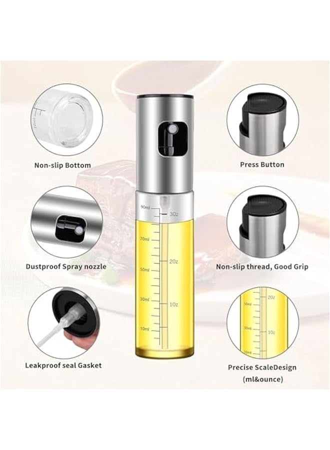 بيوينتي بخاخ زيت للطبخ من كاليد، عبوة من قطعتين من بخاخ زيت الزيتون، زجاجة بخاخ زيت للمطبخ، اداة مطبخ محمولة للمقلاة الهوائية والخبز والسلطة والشواء والتحميص، مجموعة موزع زيت الزيتون - Image 3