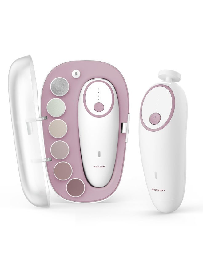Momcozy Baby Nail File Electric Rechargeable Baby Nail Clippers Gentle Nail Trimmer for Baby with Night Light 7 Grinding Head Replacement Pads - Image 1