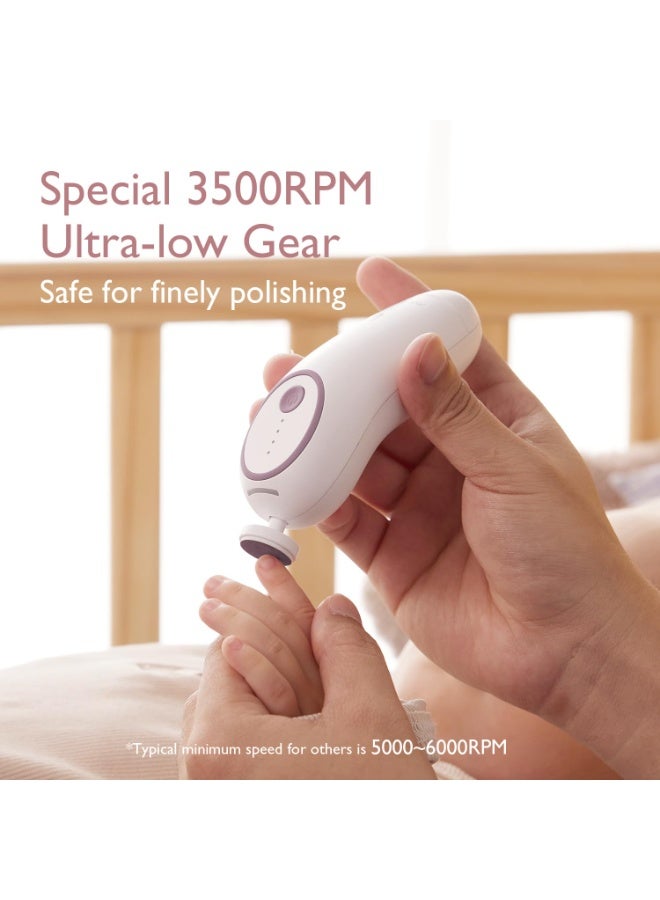 Momcozy Baby Nail File Electric Rechargeable Baby Nail Clippers Gentle Nail Trimmer for Baby with Night Light 7 Grinding Head Replacement Pads - Image 4