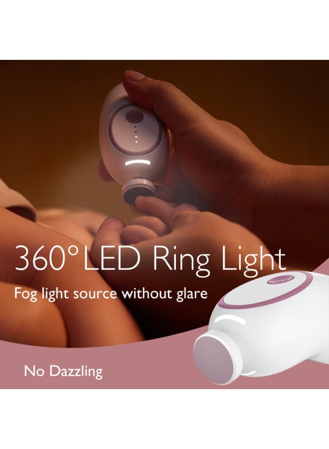 Momcozy Baby Nail File Electric Rechargeable Baby Nail Clippers Gentle Nail Trimmer for Baby with Night Light 7 Grinding Head Replacement Pads - Image 5